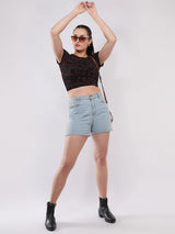 Clobug Women’s Abstract Print Crop Top