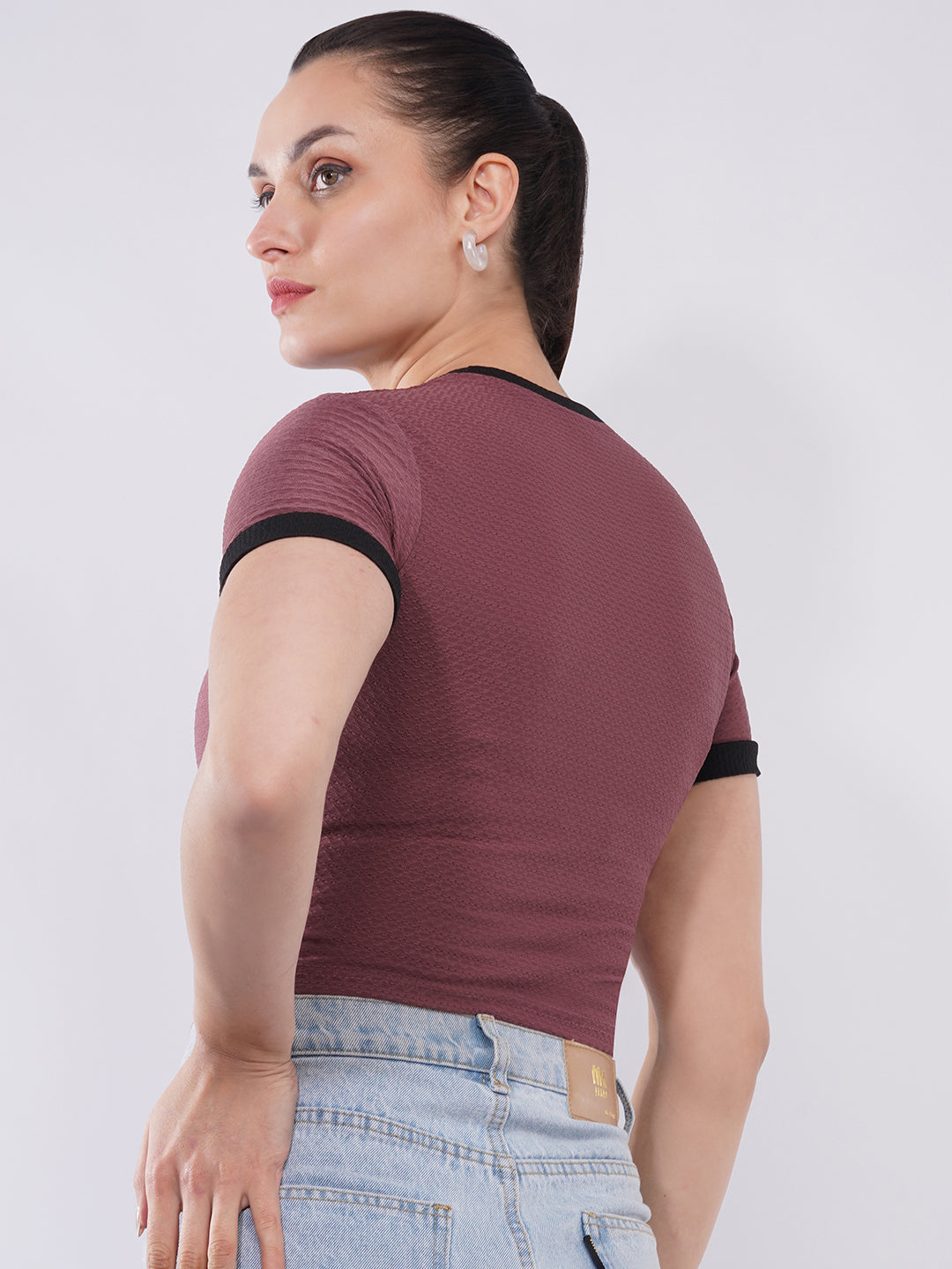 Clobug Textured Ringer Crop Top