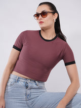 Clobug Textured Ringer Crop Top