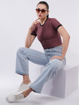 Clobug Textured Ringer Crop Top