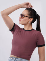 Clobug Textured Ringer Crop Top