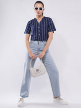 Clobug Women Button Crop Top