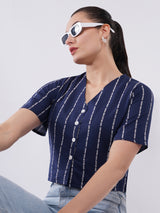 Clobug Women Button Crop Top