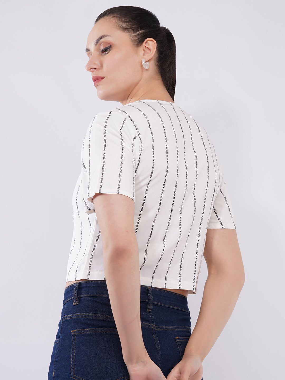 Clobug Women Button Crop Top