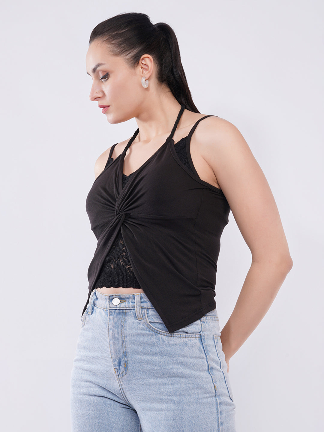 Clobug Women’s Knot-Front Strap Top