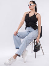 Clobug Women’s Knot-Front Strap Top