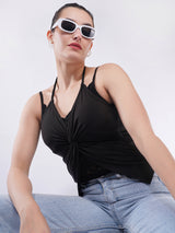 Clobug Women’s Knot-Front Strap Top