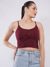 Clobug Women’s Twist-Front Spaghetti Strap Crop Top