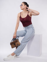 Clobug Women’s Twist-Front Spaghetti Strap Crop Top