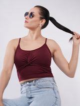 Clobug Women’s Twist-Front Spaghetti Strap Crop Top