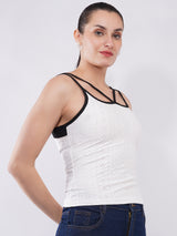 Clobug Women’s Contrast Strap Textured Cami Top