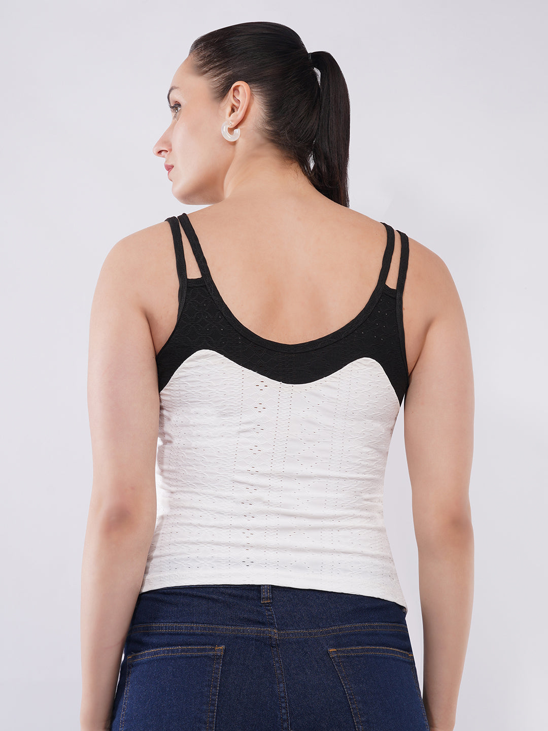 Clobug Women’s Contrast Strap Textured Cami Top