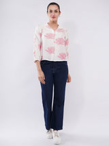 Clobug Women Lotus Print Casual Top