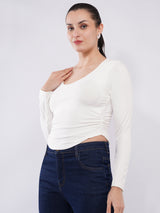 Women Lace Back Full Sleeve Fitted Top