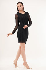 Clobug Women Solid Full Sleeve Bodycon Black Dress