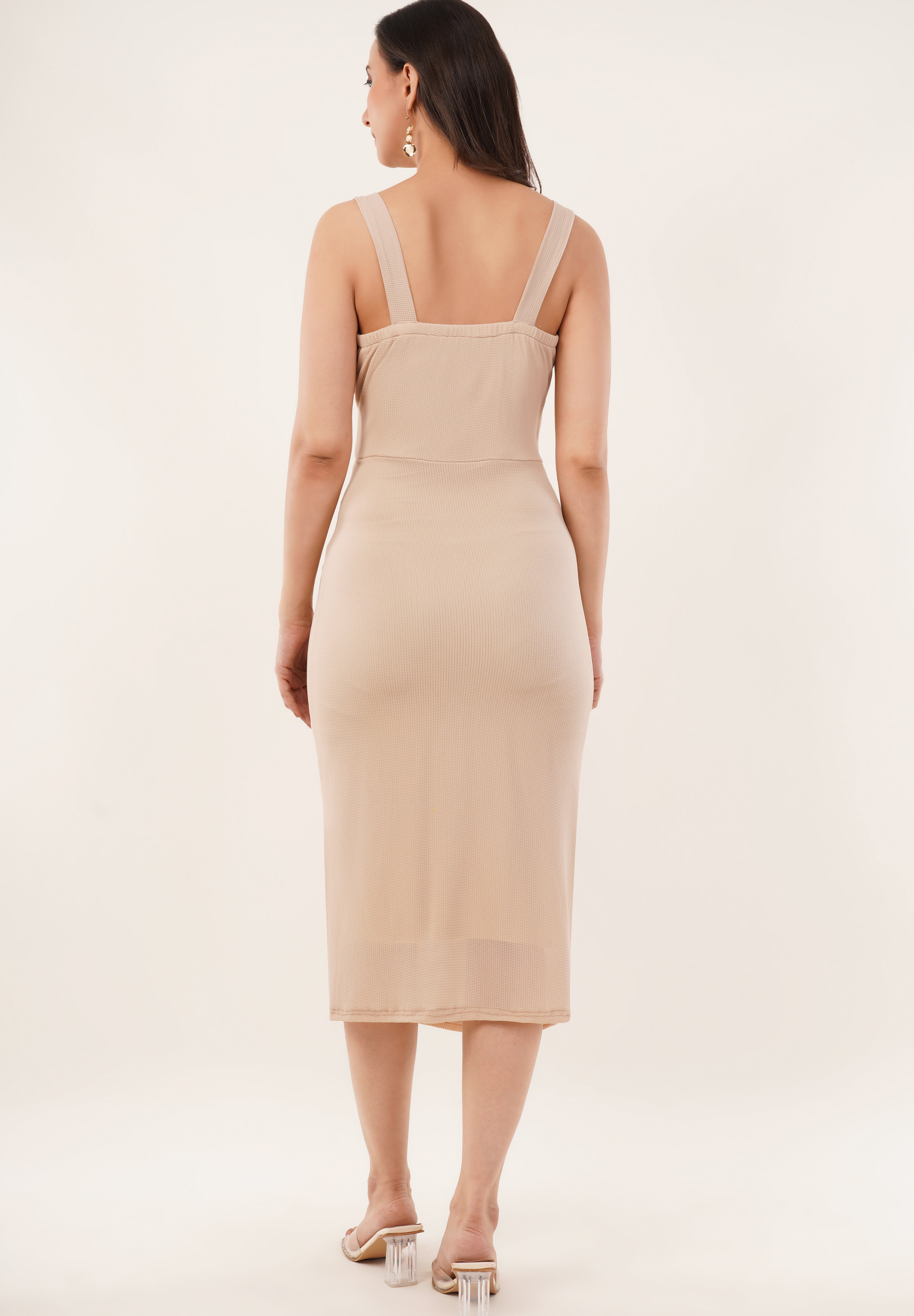 Clobug Women Solid Sleeveless Bodycon Sweetheart Neck Dress