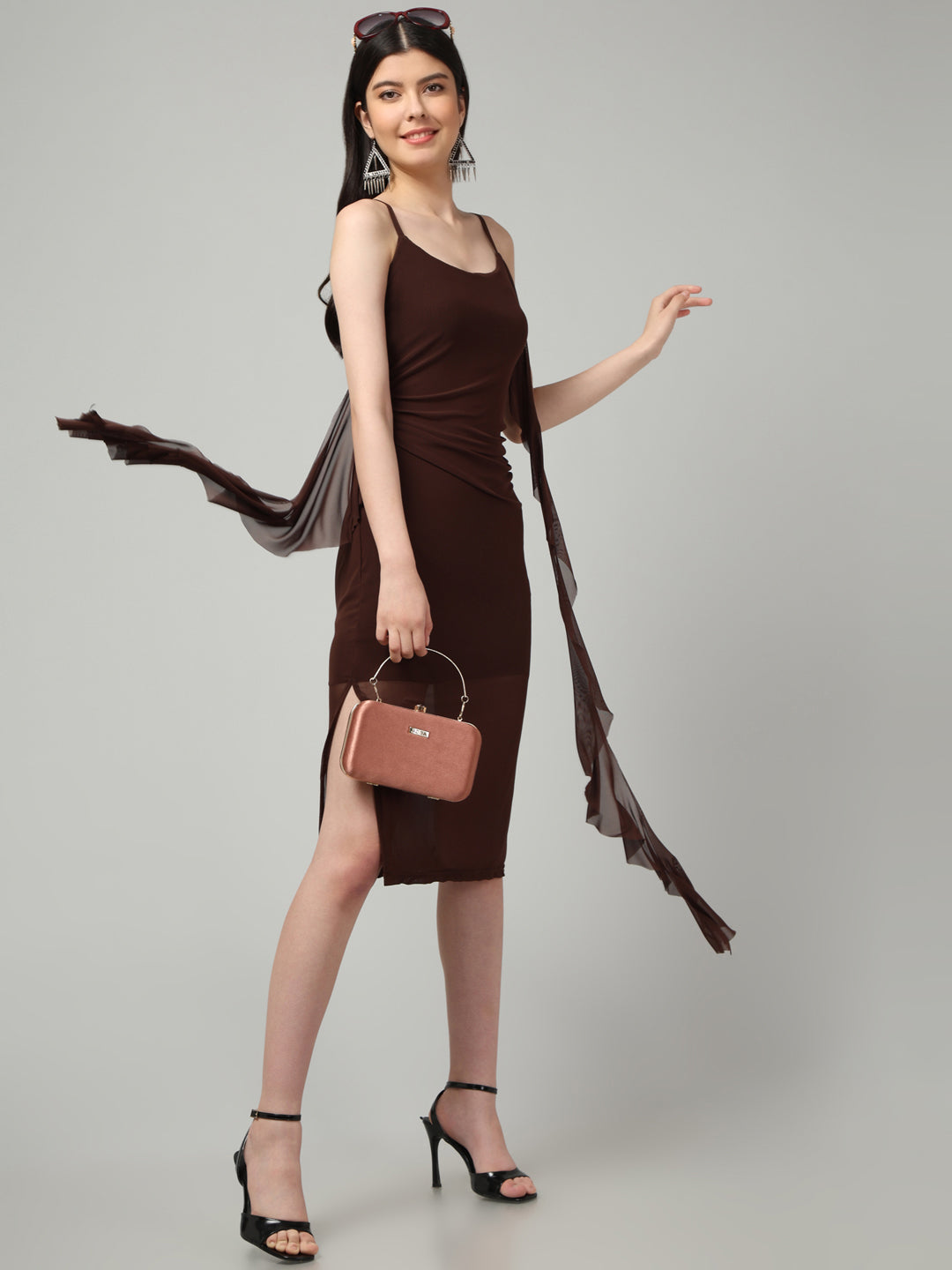 Clobug Women Stylish Solid Ruffle Dress– Trendy Summer Dress