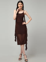 Clobug Women Stylish Solid Ruffle Dress– Trendy Summer Dress