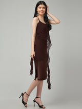 Clobug Women Stylish Solid Ruffle Dress– Trendy Summer Dress