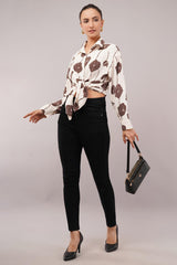 Clobug Women Printed Cotton Blend Full Sleeve Floral Print Oversized Shirt