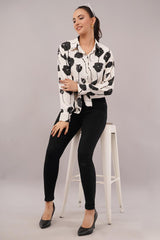 Clobug Women Printed Cotton Blend Full Sleeve Floral Print Oversized Shirt