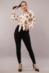 Clobug Women Printed Cotton Blend Full Sleeve Floral Print Oversized Shirt