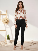 Clobug Women Printed Cotton Blend Full Sleeve Floral Print Oversized Shirt