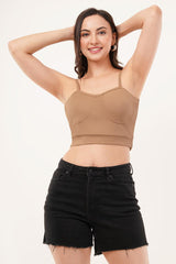 Clobug Women Shoulder Strap Cotton Blend Tank Top