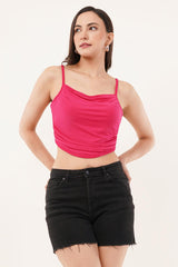 Clobug Women Shoulder Strap Cotton Blend Tank Top