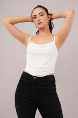 Clobug Women Shoulder Strap Cotton Blend Tank Top