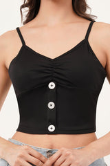 Clobug Women Shoulder Strap Cotton Blend Tank Top