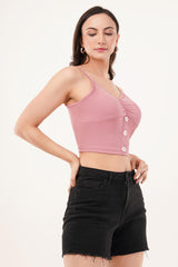 Clobug Women Shoulder Strap Cotton Blend Tank Top