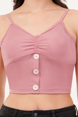 Clobug Women Shoulder Strap Cotton Blend Tank Top