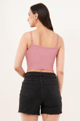 Clobug Women Shoulder Strap Cotton Blend Tank Top