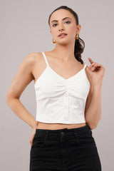 Clobug Women Shoulder Strap Cotton Blend Tank Top