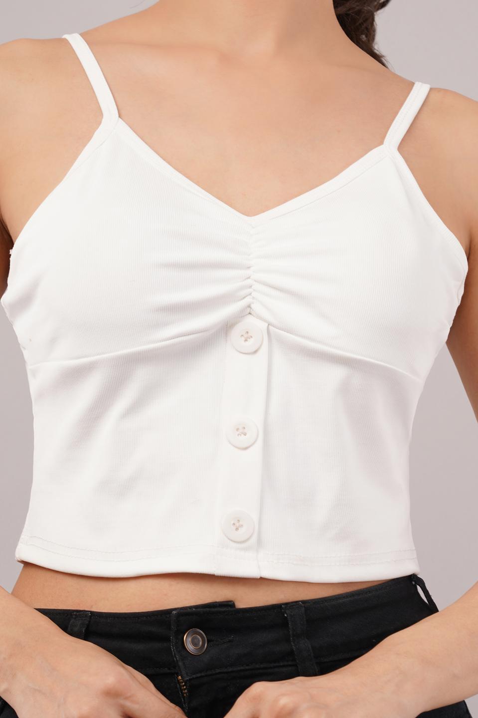 Clobug Women Shoulder Strap Cotton Blend Tank Top