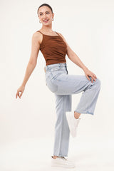 Clobug Women Shoulder Strap Cotton Blend Tank Top