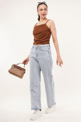 Clobug Women Shoulder Strap Cotton Blend Tank Top