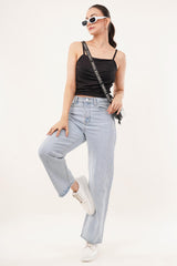 Clobug Women Shoulder Strap Cotton Blend Tank Top