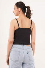 Clobug Women Shoulder Strap Cotton Blend Tank Top