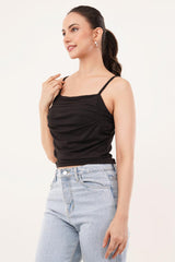 Clobug Women Shoulder Strap Cotton Blend Tank Top