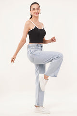 Clobug Women Shoulder Strap Cotton Blend Tank Top