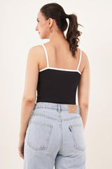 Clobug Women Shoulder Strap Cotton Blend Tank Top