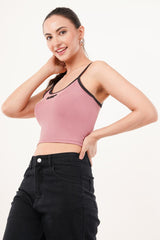 Clobug Women Shoulder Strap Cotton Blend Tank Top