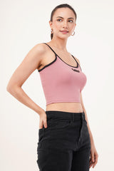 Clobug Women Shoulder Strap Cotton Blend Tank Top