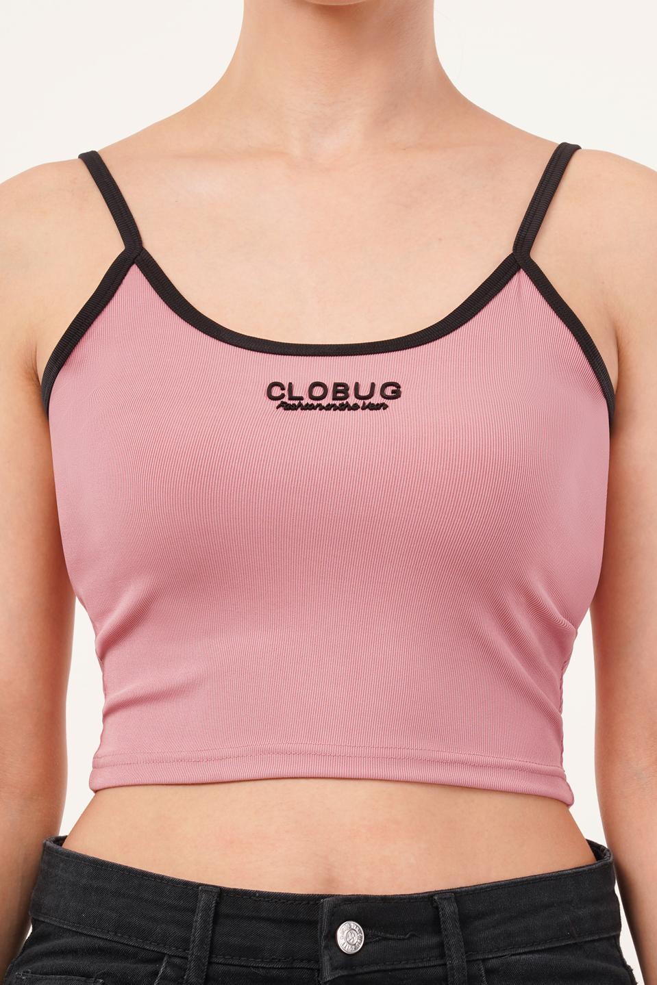 Clobug Women Shoulder Strap Cotton Blend Tank Top