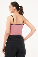 Clobug Women Shoulder Strap Cotton Blend Tank Top