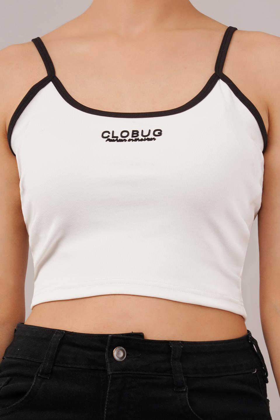 Clobug Women Shoulder Strap Cotton Blend Tank Top