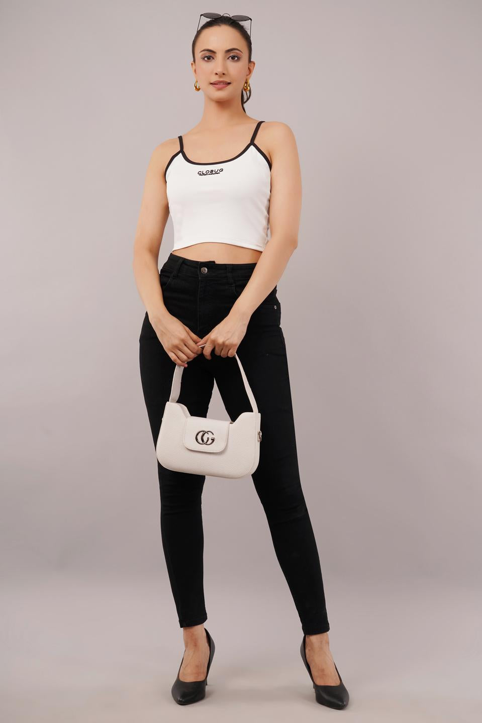 Clobug Women Shoulder Strap Cotton Blend Tank Top