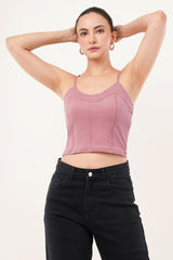 Clobug Women Shoulder Strap Cotton Blend Tank Top
